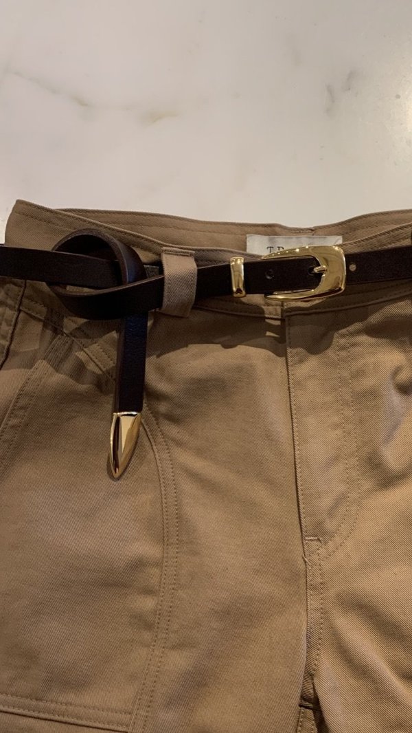 Brave Leather 'Trutia' Long Skinny Belt - Brown