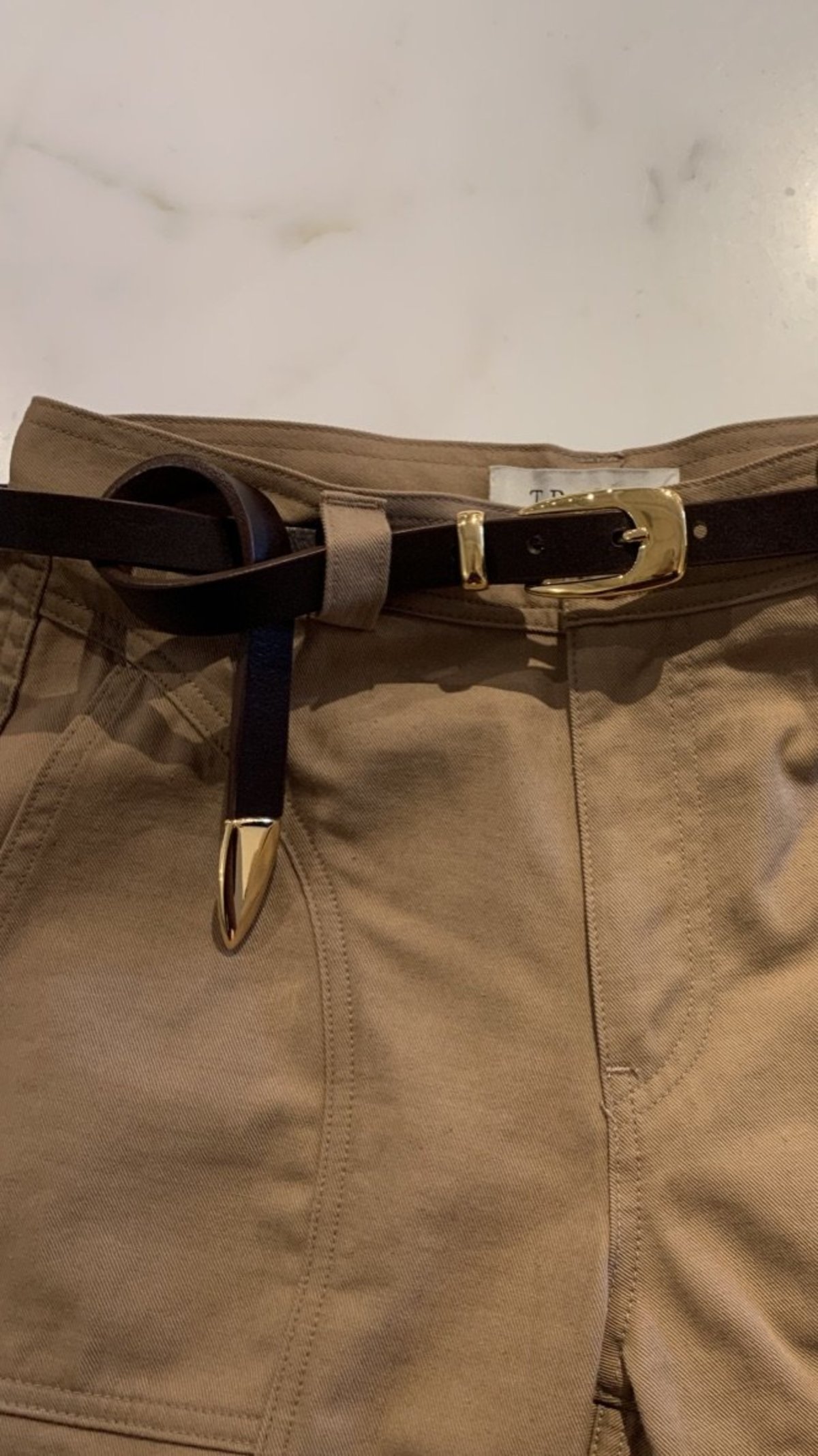 Brave Leather 'Trutia' Long Skinny Belt - Brown - Image 1 of 2