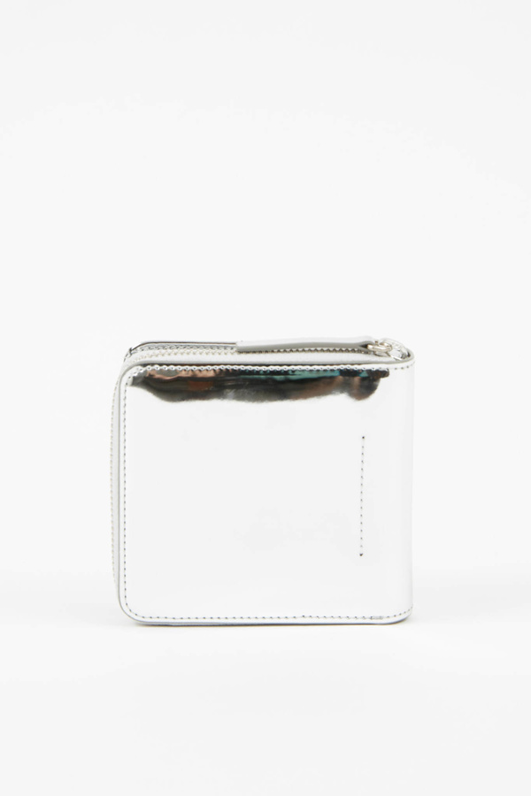 MM6 Maison Margiela Metallic Zip Logo Wallet - Silver MM6 Maison Margiela Metallic Zip Logo Wallet - Silver