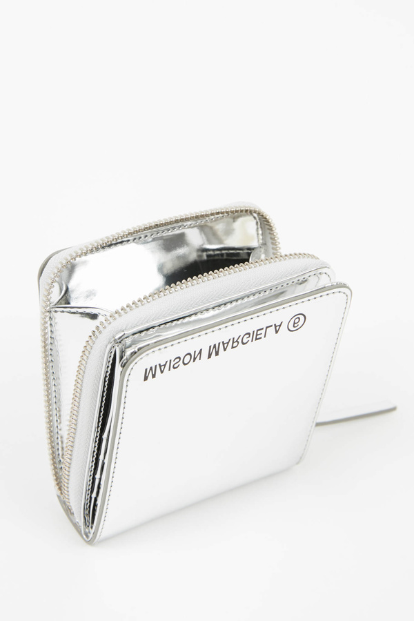 MM6 Maison Margiela Metallic Zip Logo Wallet - Silver MM6 Maison Margiela Metallic Zip Logo Wallet - Silver