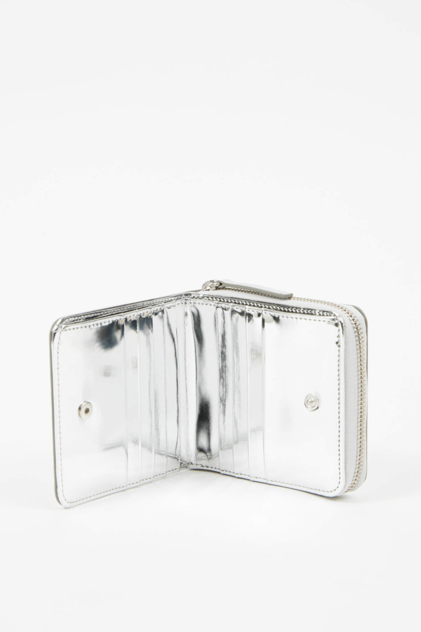 MM6 Maison Margiela Metallic Zip Logo Wallet - Silver MM6 Maison Margiela Metallic Zip Logo Wallet - Silver
