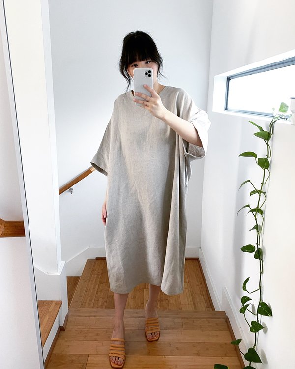 knee length dresses for ladies Viking Dress, Linen, Blue  Grimfrost