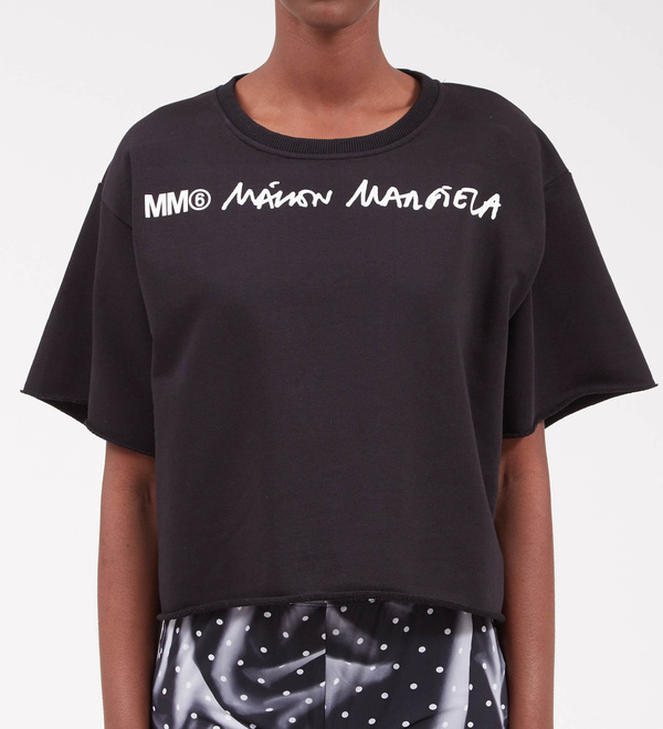 MM6 Maison Margiela Cropped Logo Sweatshirt - Black MM6 Maison Margiela Cropped Logo Sweatshirt - Black