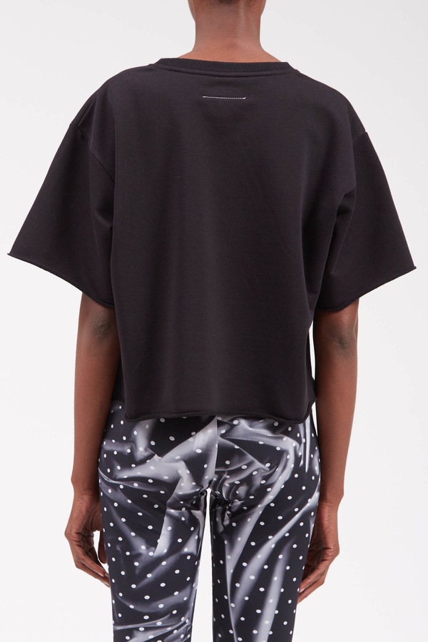MM6 Maison Margiela Cropped Logo Sweatshirt - Black MM6 Maison Margiela Cropped Logo Sweatshirt - Black