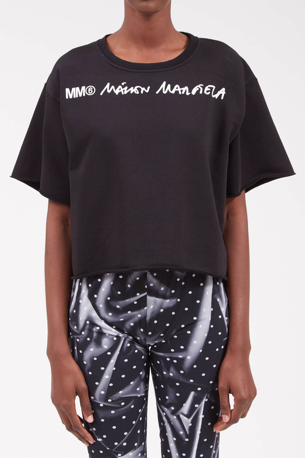 MM6 Maison Margiela Cropped Logo Sweatshirt - Black MM6 Maison Margiela Cropped Logo Sweatshirt - Black