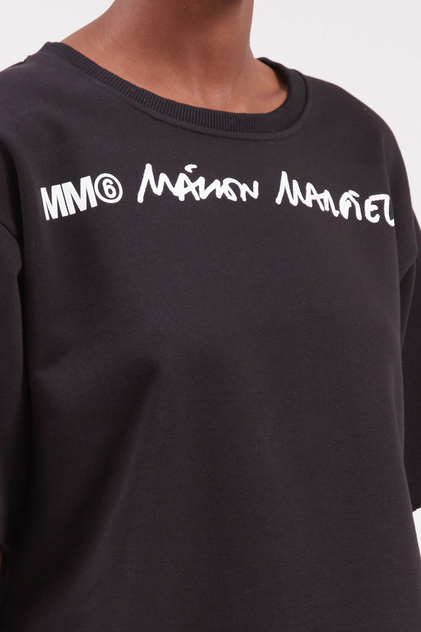 MM6 Maison Margiela Cropped Logo Sweatshirt - Black MM6 Maison Margiela Cropped Logo Sweatshirt - Black