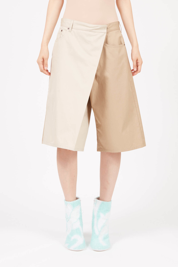 MM6 Maison Margiela Fold Over two tone shorts - beige MM6 Maison Margiela Fold Over two tone shorts - beige