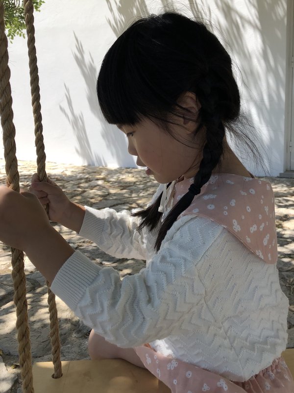 kids Liilu Chevron Knit Pullover