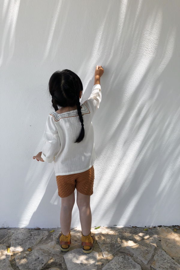 kids Liilu Chevron Knit Short - Terracotta