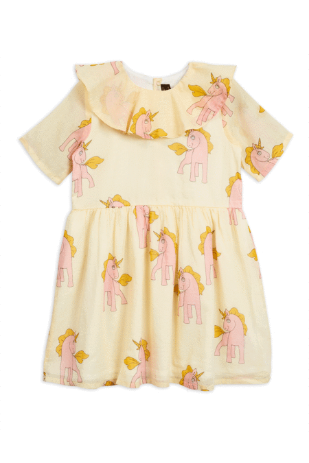 Unicorn Print Short Sleeve Play Date Dress Stretch Knit