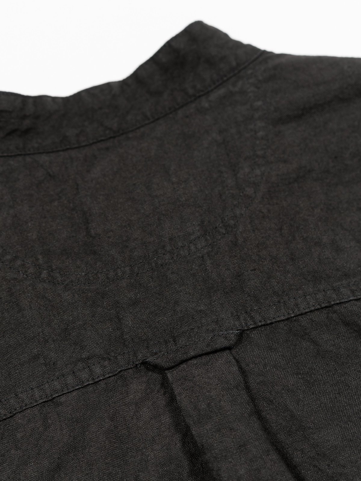 Orslow Stand Collar Short Sleeve Linen Shirt - Black | Garmentory