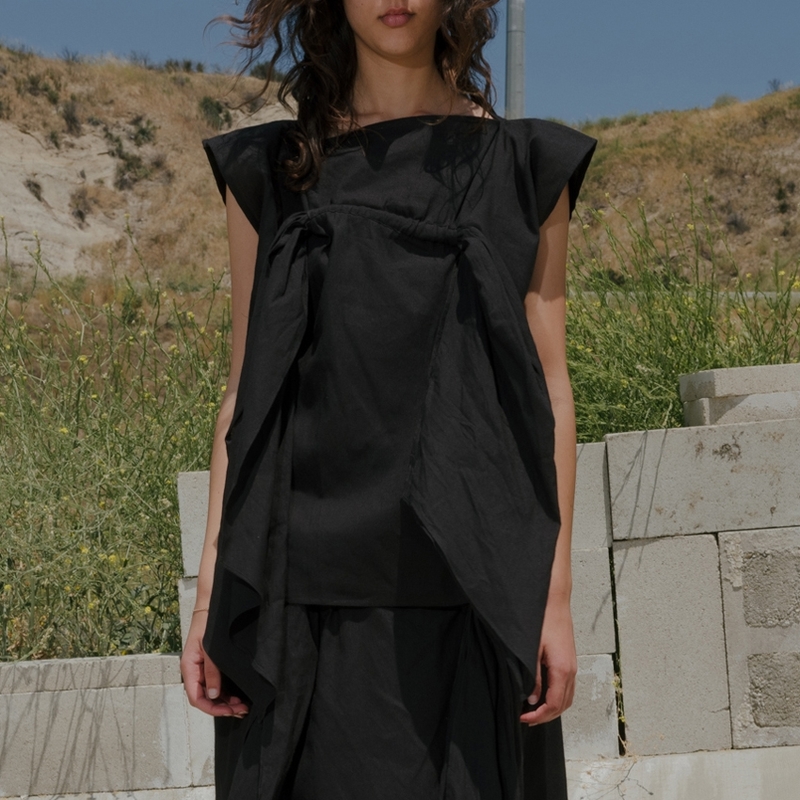 Baserange Tenali Top Linen/Cotton - Black | Garmentory 