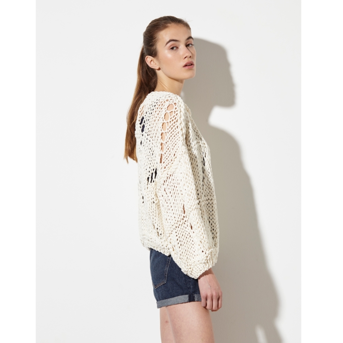 Maiami Zig Zag Big Cardigan - Creme - Image 1 of 5