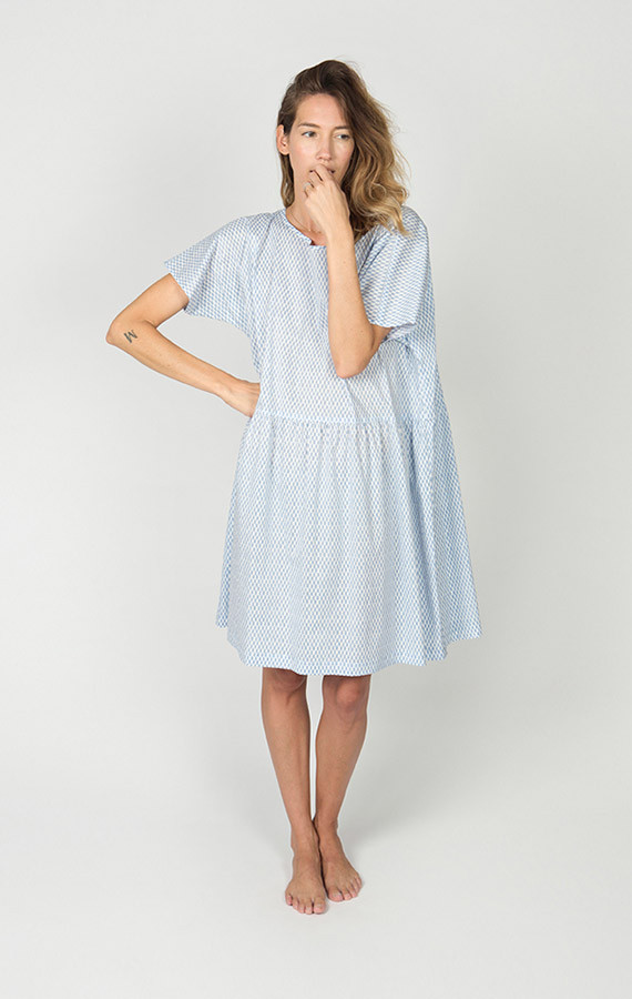 Ilana Kohn Brookes Dress, Blue Checkers, Cotton Lawn Ilana Kohn Brookes Dress, Blue Checkers, Cotton Lawn