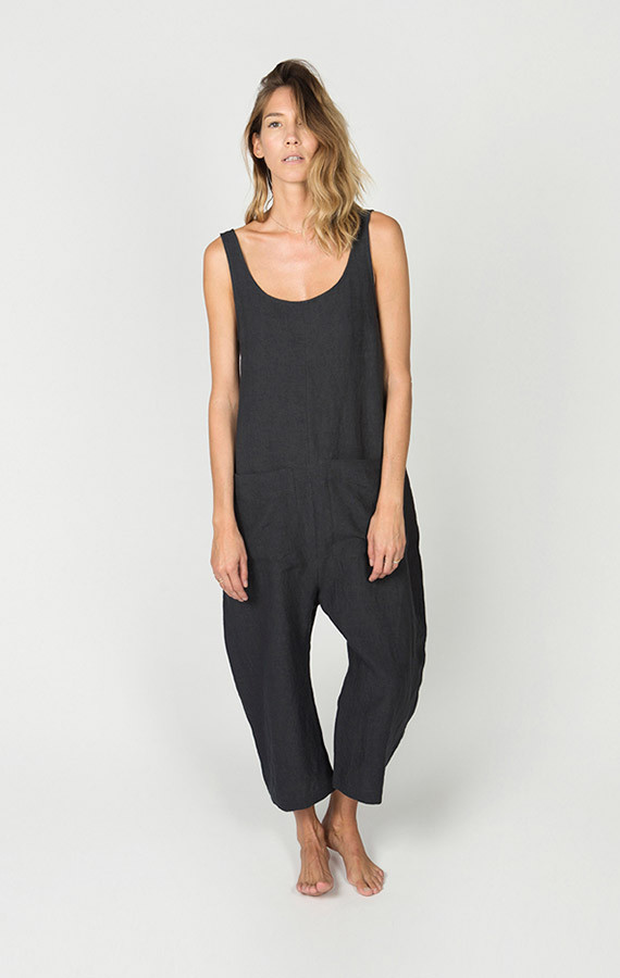 Ilana Kohn Gary Jumpsuit, Faded Black, Washed Linen Ilana Kohn Gary Jumpsuit, Faded Black, Washed Linen