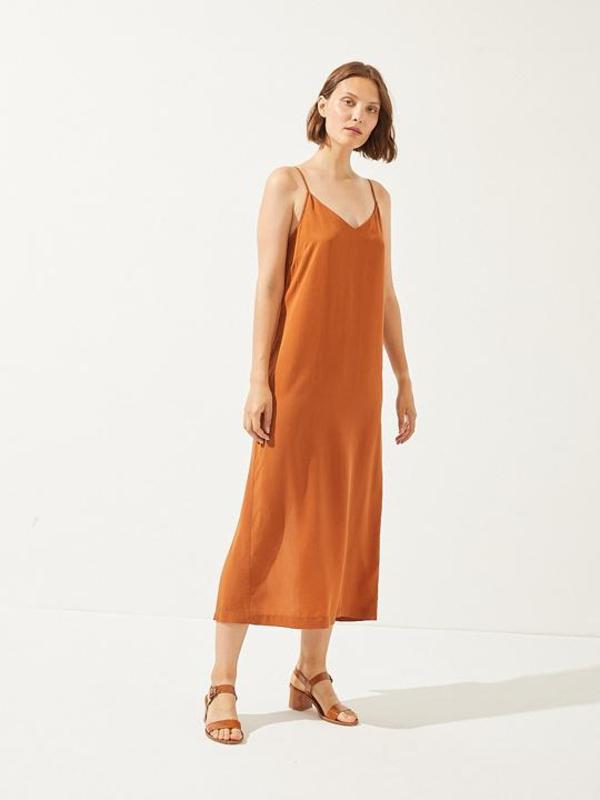 Cus Tencel Slip Dress Rust on Garmentory