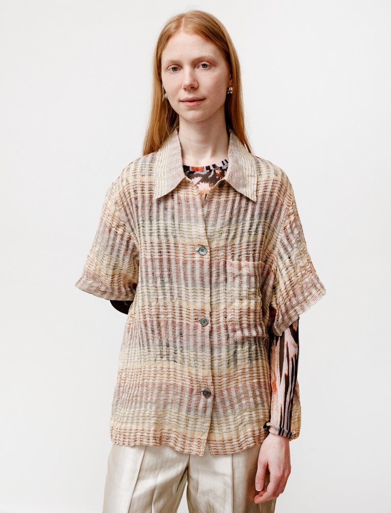 Our Legacy Square Shirt Short Sleeve - Red Stripe Structure