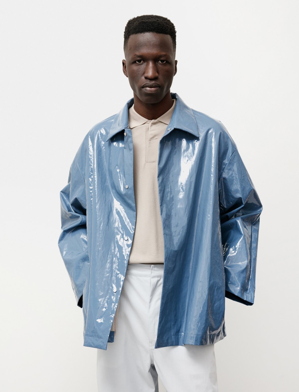 Auralee Linen Enamel Laminate Big - Blouson Blue | Garmentory