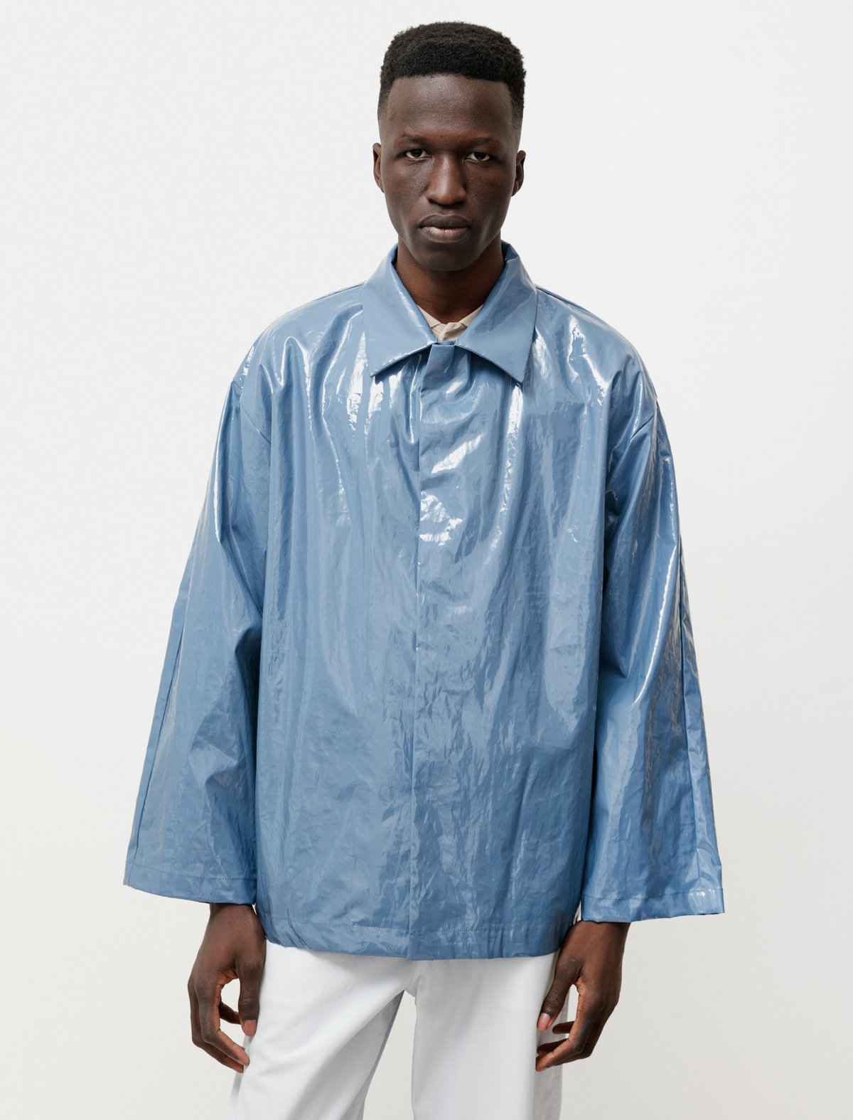 Auralee Linen Enamel Laminate Big - Blouson Blue | Garmentory