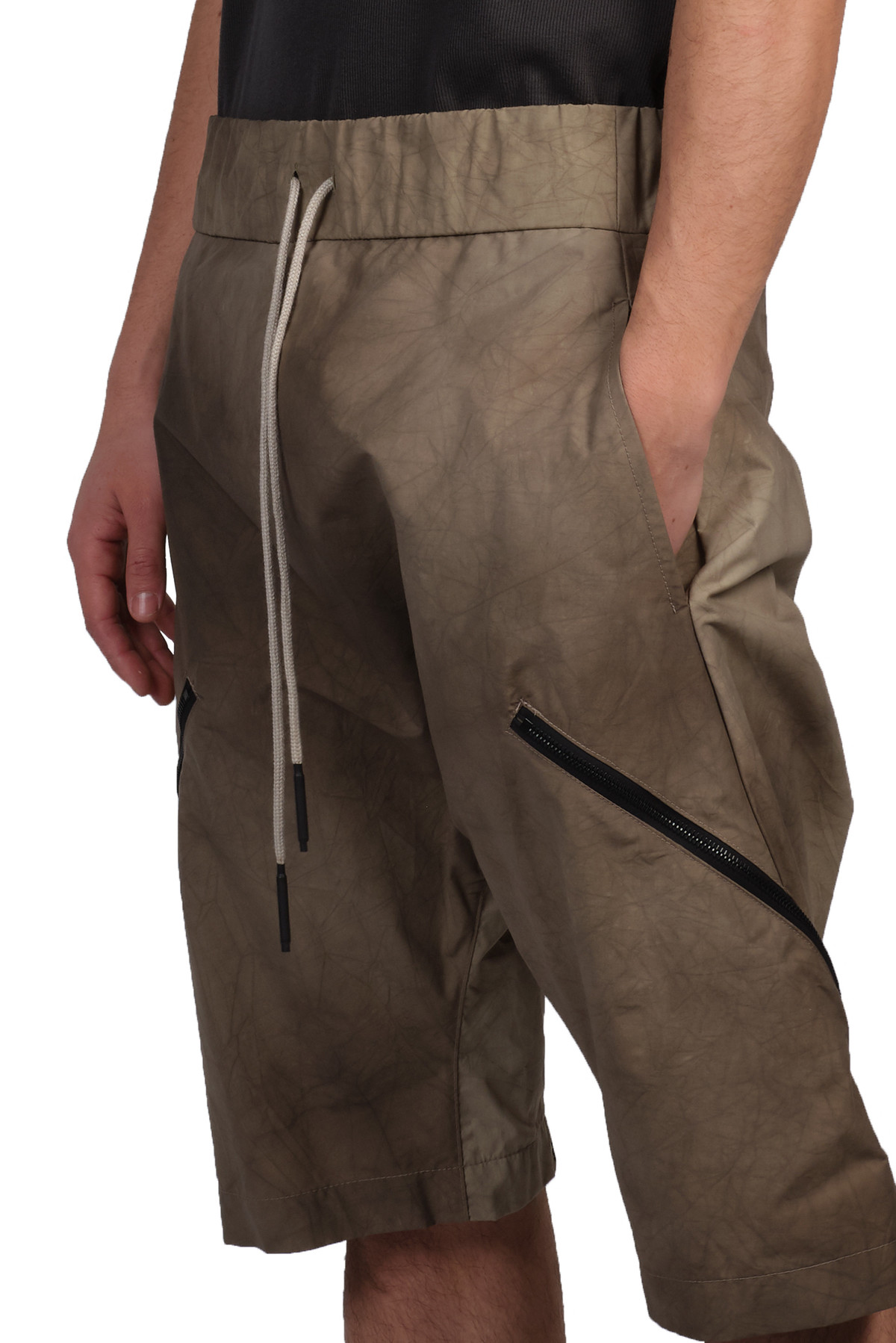 Tobias Birk Nielsen Cracked Shorts with Side Zips - sand