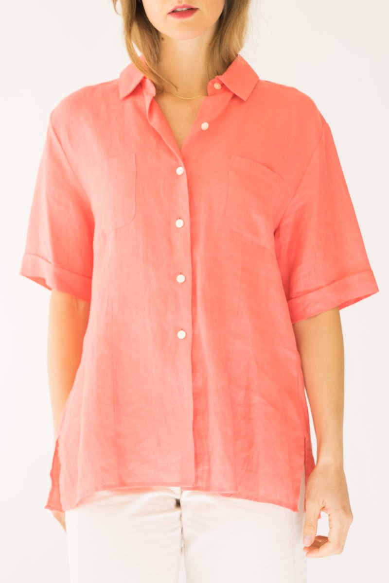 Vintage Linen Pink Shirt - Salmon pink | Garmentory