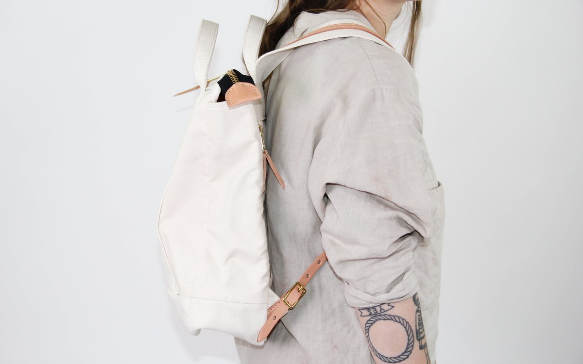 Joshu + Vela Cotton Canvas Backpack Roll Top Duffel Joshu Vela Zip Backpack Natural | Desertcart Barbados main image 3