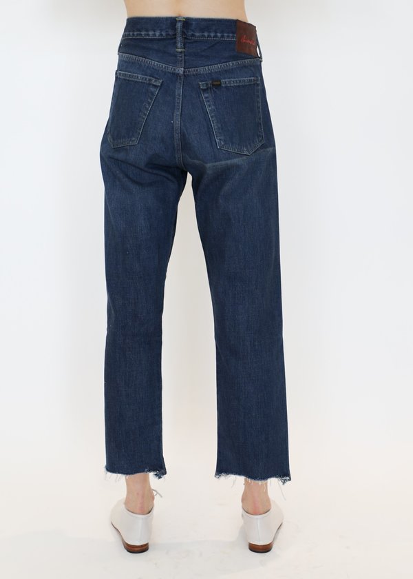 Chimala Selvedge Denim Used Ankle Cut in Dark Repair