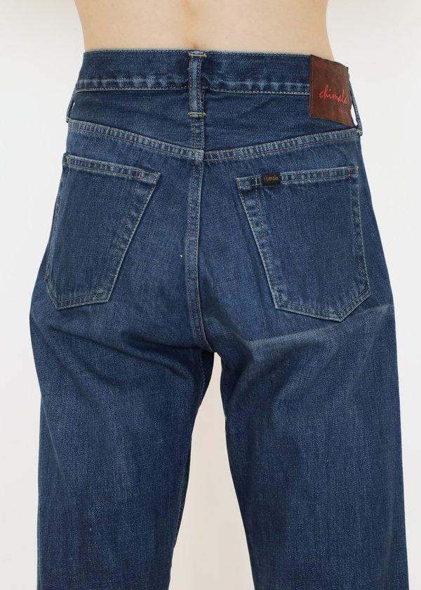 Chimala Selvedge Denim Used Ankle Cut in Dark Repair