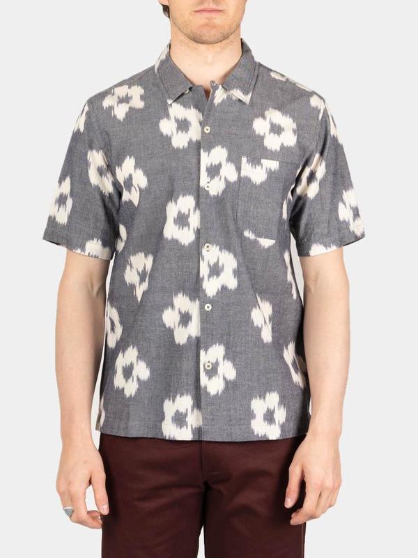 Universal Works Road Shirt - Grey Ikat Flower Universal Works Road Shirt - Grey Ikat Flower
