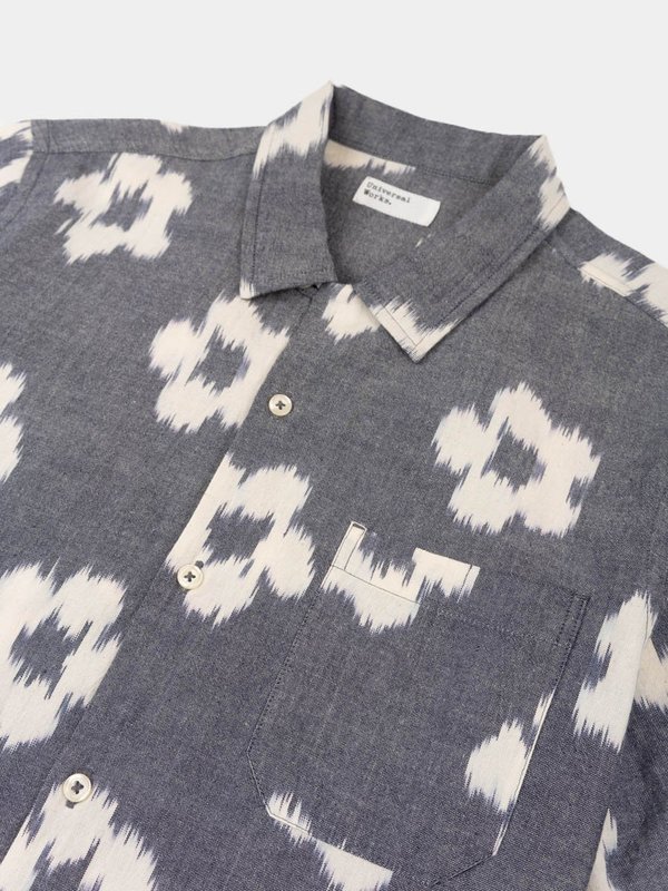 Universal Works Road Shirt - Grey Ikat Flower Universal Works Road Shirt - Grey Ikat Flower