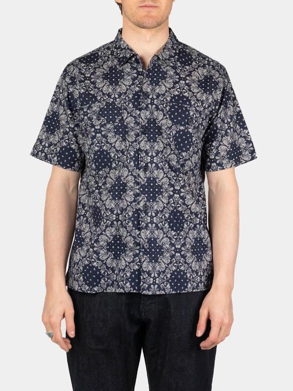 Universal Works Utility SS Shirt - Navy Bandana Cotton Universal Works Utility SS Shirt - Navy Bandana Cotton