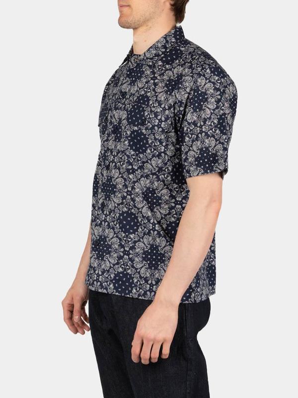 Universal Works Utility SS Shirt - Navy Bandana Cotton Universal Works Utility SS Shirt - Navy Bandana Cotton