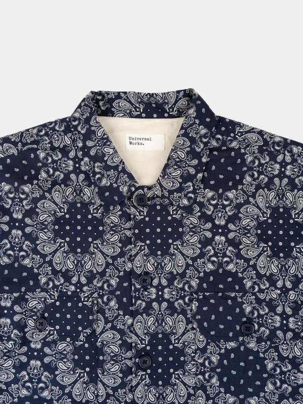 Universal Works Utility SS Shirt - Navy Bandana Cotton Universal Works Utility SS Shirt - Navy Bandana Cotton