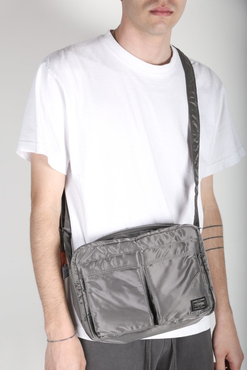 Porter MEDIUM TANKER SHOULDER BAG - SILVER | Garmentory