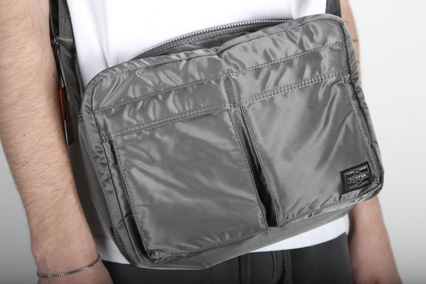Porter MEDIUM TANKER SHOULDER BAG - SILVER | Garmentory
