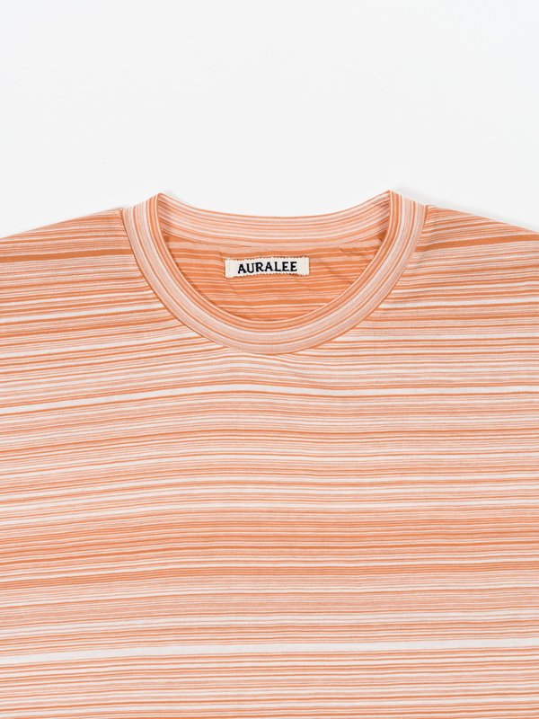 Auralee Hard Twist Border Double Cloth Tee - Light Pink | Garmentory