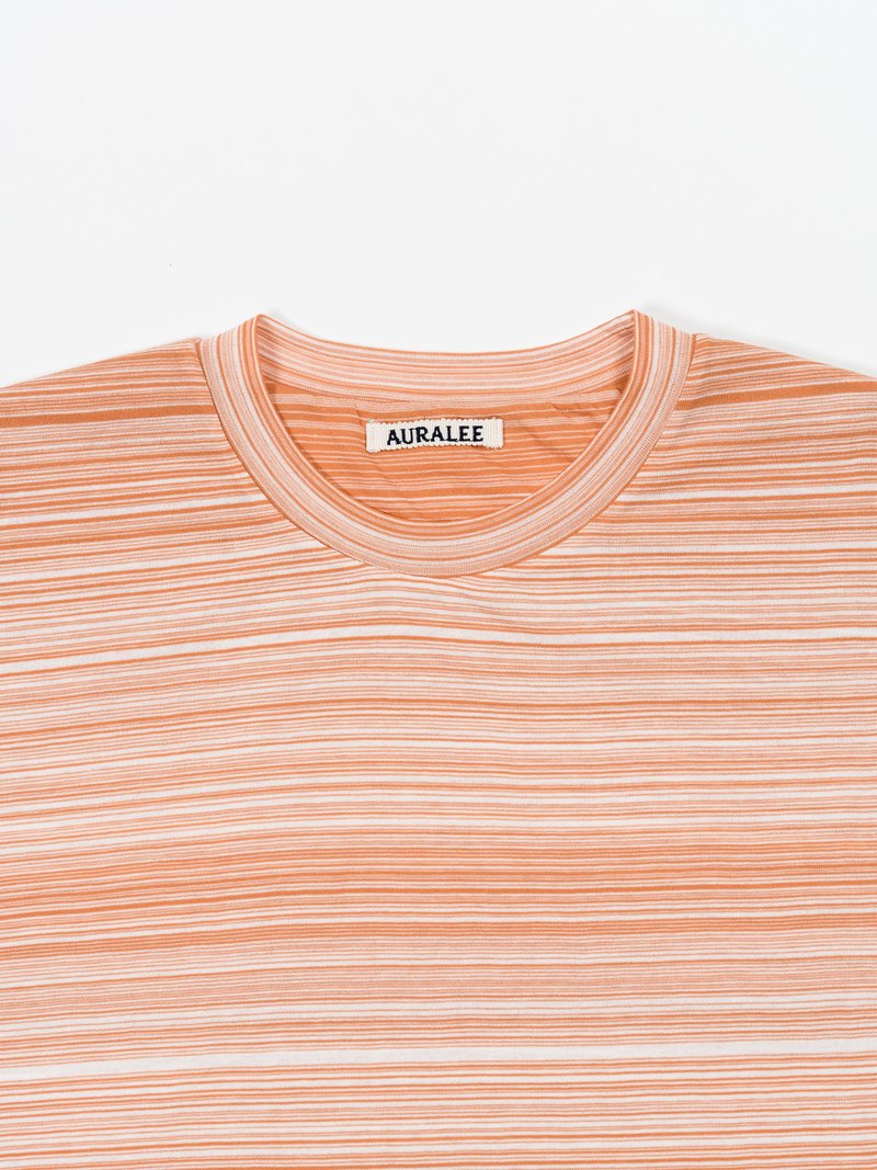 Auralee Hard Twist Border Double Cloth Tee - Light Pink | Garmentory