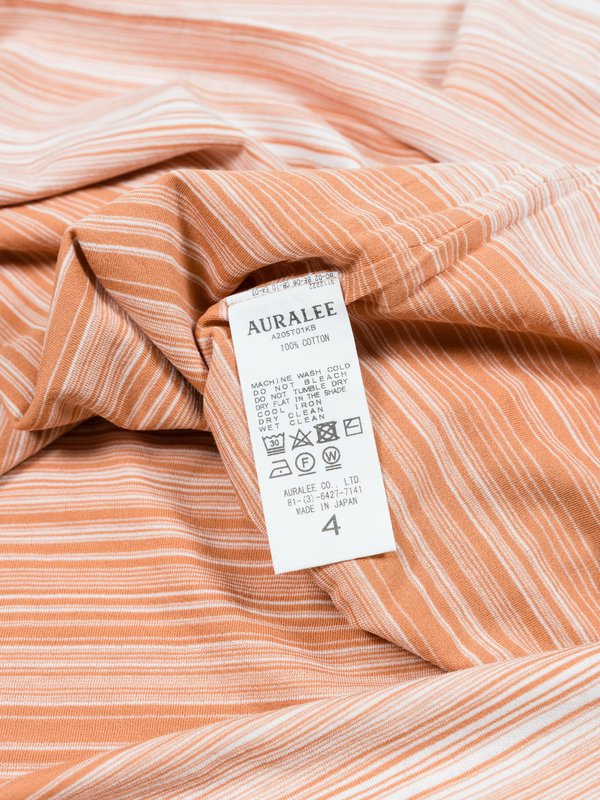 Auralee Hard Twist Border Double Cloth Tee - Light Pink | Garmentory