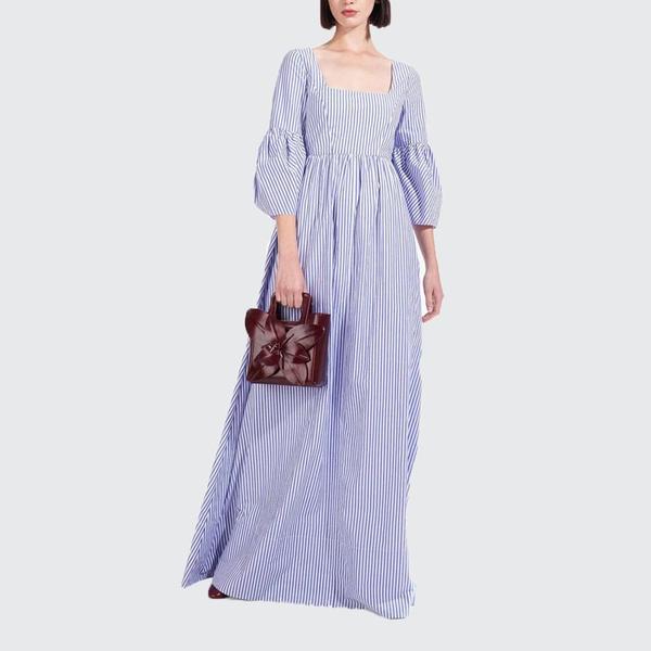 Staud Plumeria Stripe Dress - Blue 