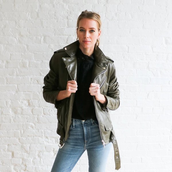 Pre-loved Amiri Leather M Moto Jacket - Olive