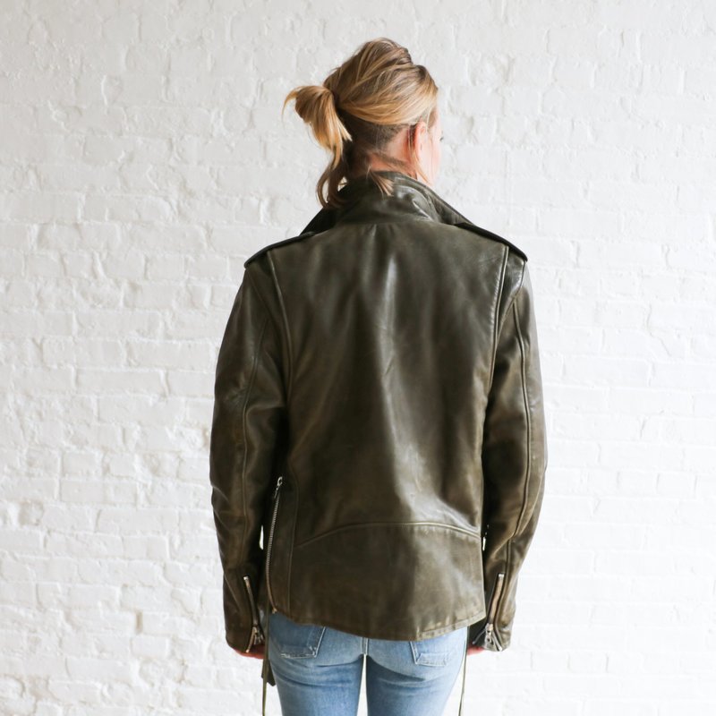 Pre-loved Amiri Leather M Moto Jacket - Olive