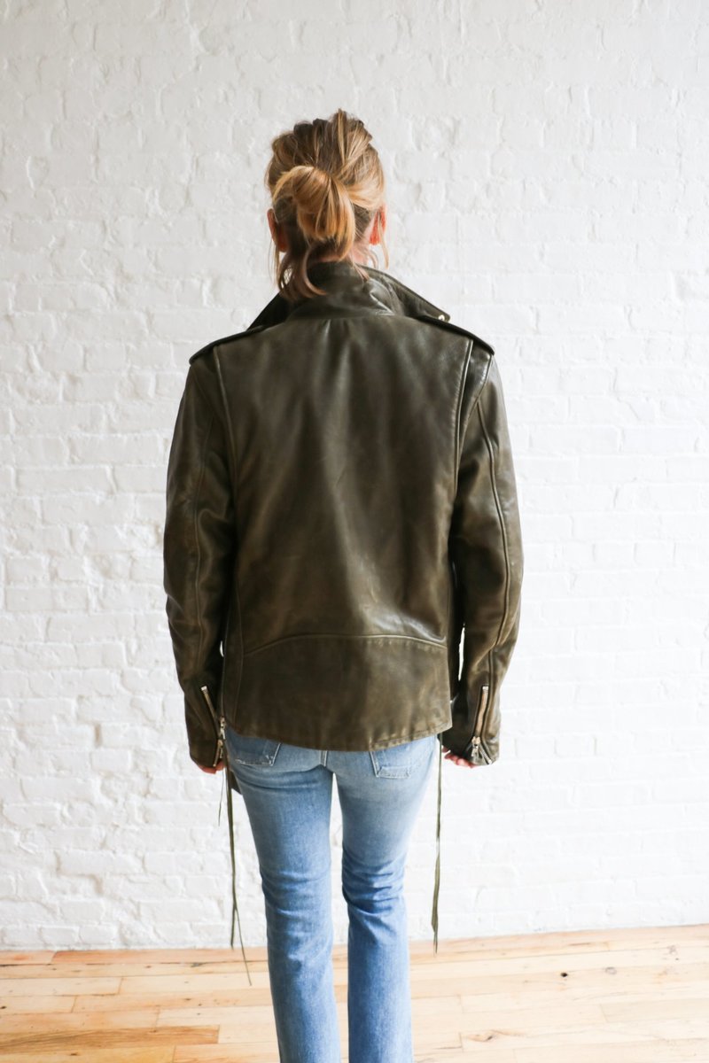 Pre-loved Amiri Leather M Moto Jacket - Olive