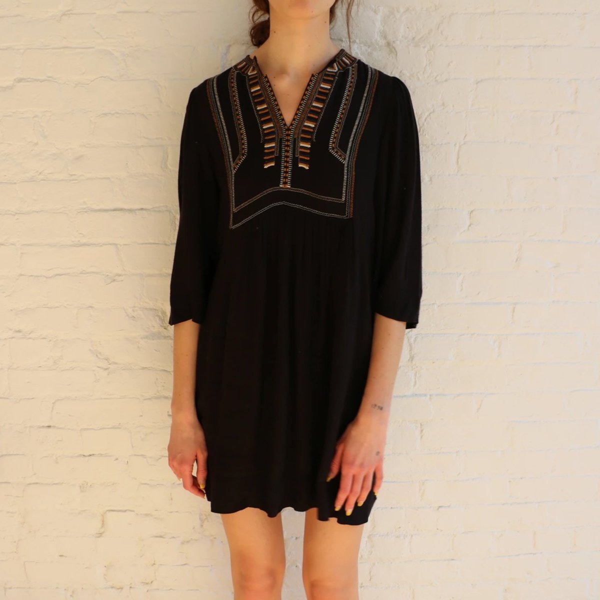 Pre-loved] Etoile Isabel Marant Embroidered Tunic Dress - Black | Garmentory