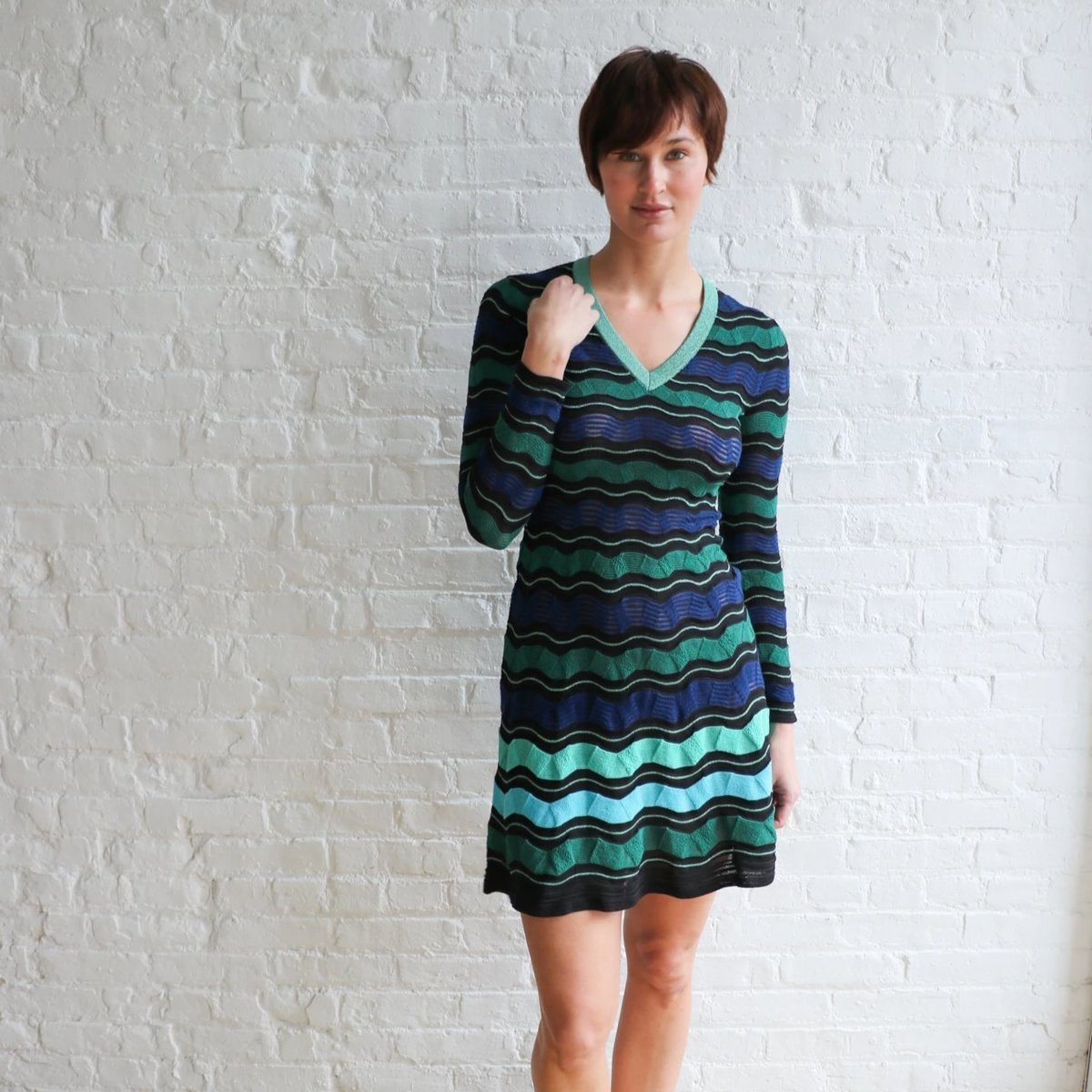 Pre-loved] M Missoni Knit Skater Dress - Green | Garmentory