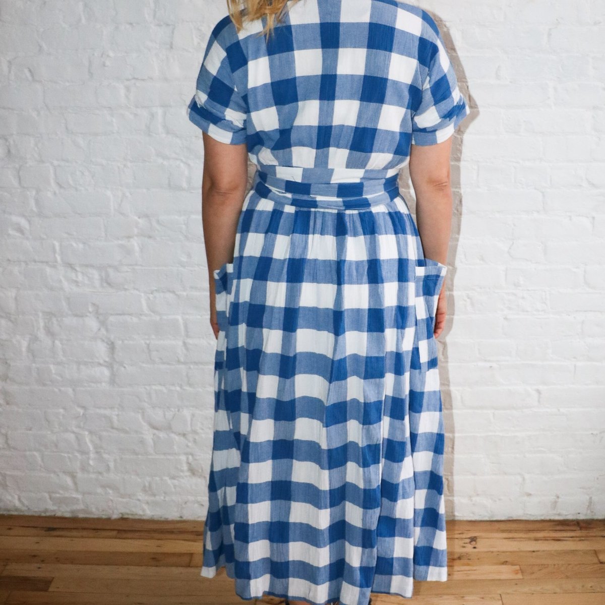Mara Hoffman Gingham Wrap Dress - Blue/White | Garmentory Mara Hoffman Gingham Wrap Dress - Blue/White | Garmentory
