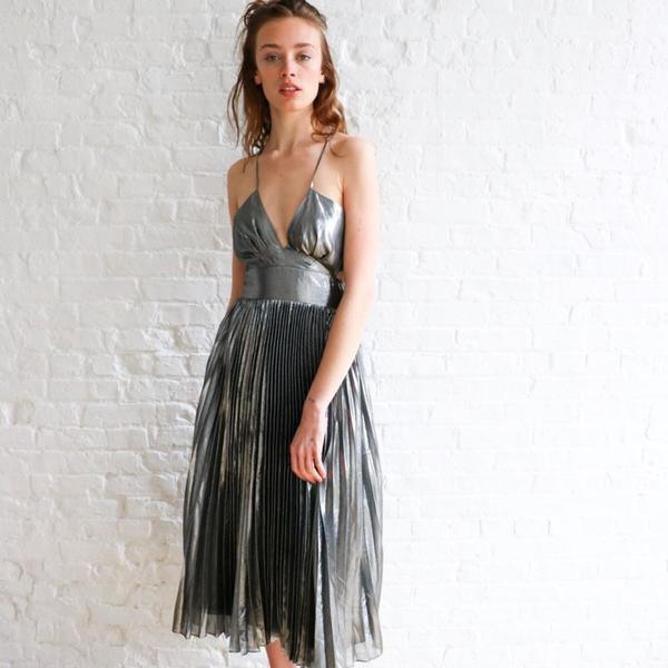pre-loved] Rebecca Taylor Lurex Metallic Dress - gunmetal | Garmentory