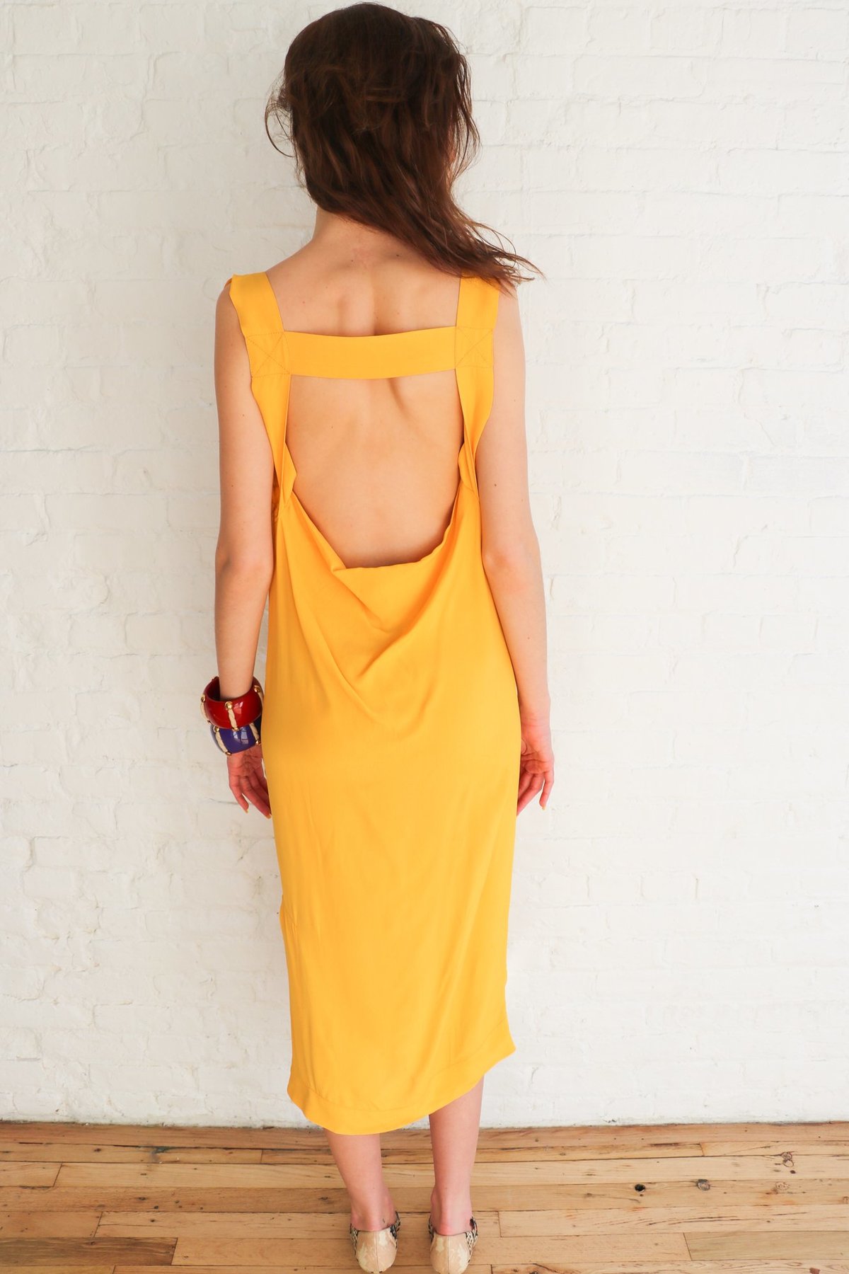 pre-loved] Vivienne Westwood Anglomania Drape Front Midi Dress - yellow |  Garmentory