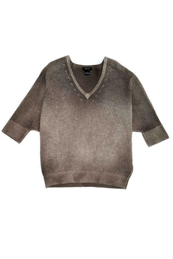 Avant Toi Ombre V Neck Knit - Taupe