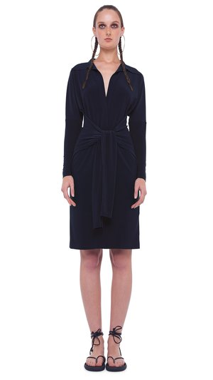 norma kamali mini tie front nk shirt dress Four Sleeve NK Shirt Mini Dress