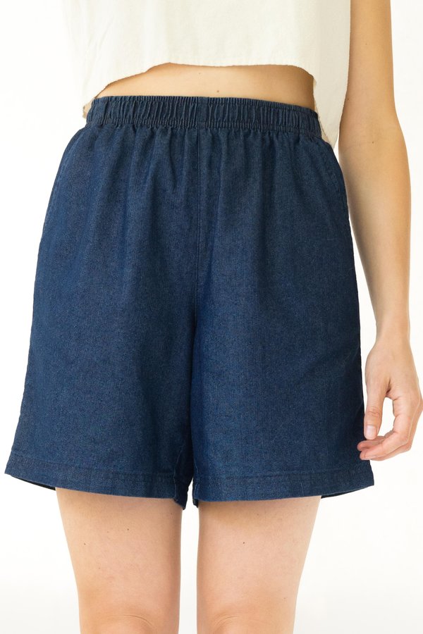 stretch waist denim shorts